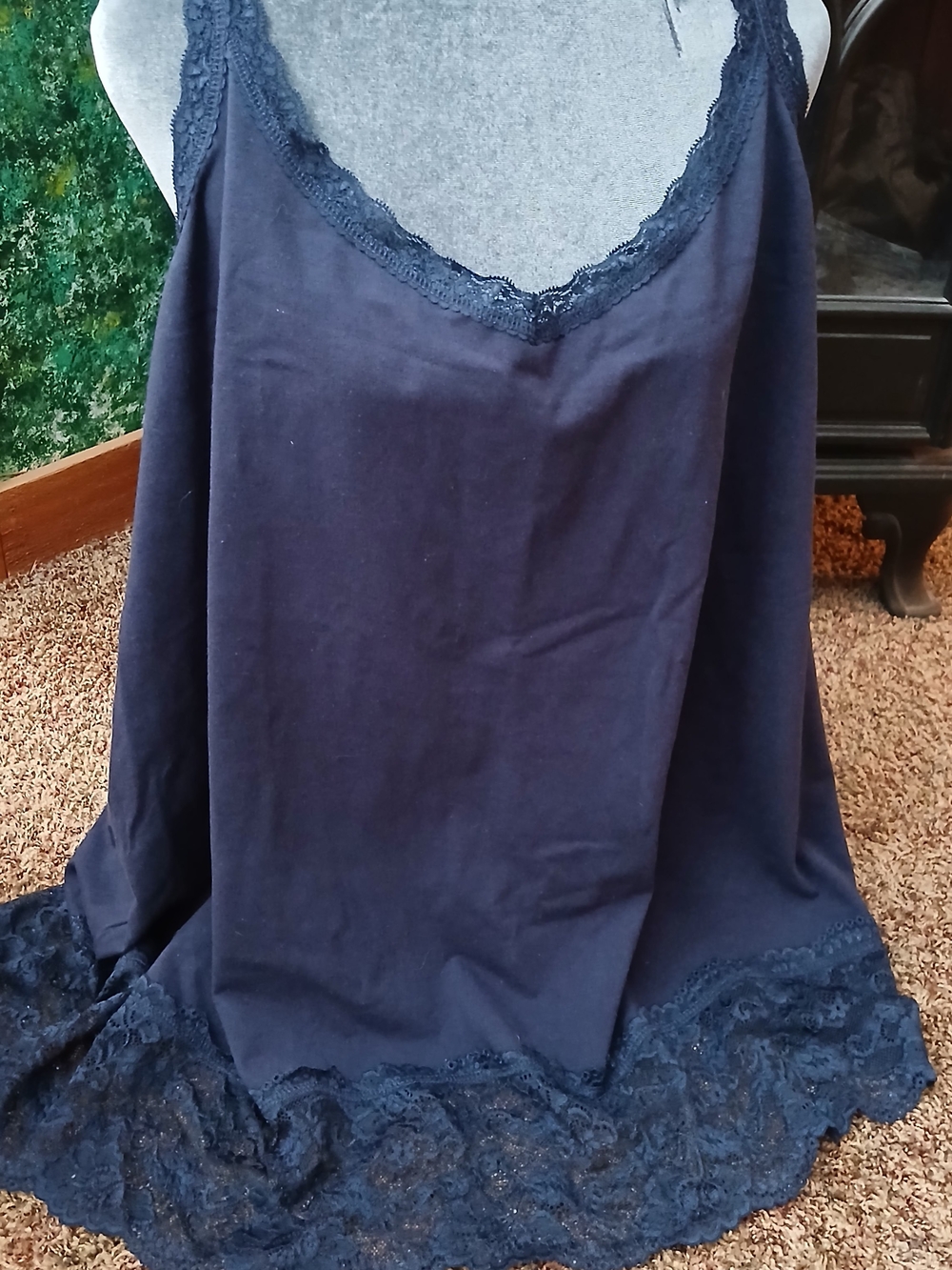 Woman Within Navy Lace-Trim Night Slip
